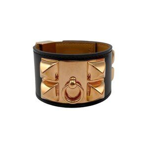 Hermes Bracelet Collier de Chien Cd89 T2 Leather Medallion